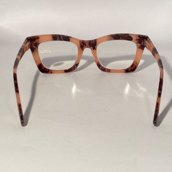 1072 Gretchen Reading Glasses 2.5 Square Pink Brown Tortoise Oversize NWT - Picture 5 of 9